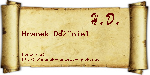 Hranek Dániel névjegykártya